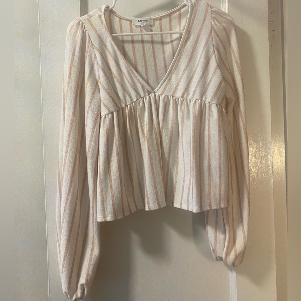 Long sleeve striped cropped shirt